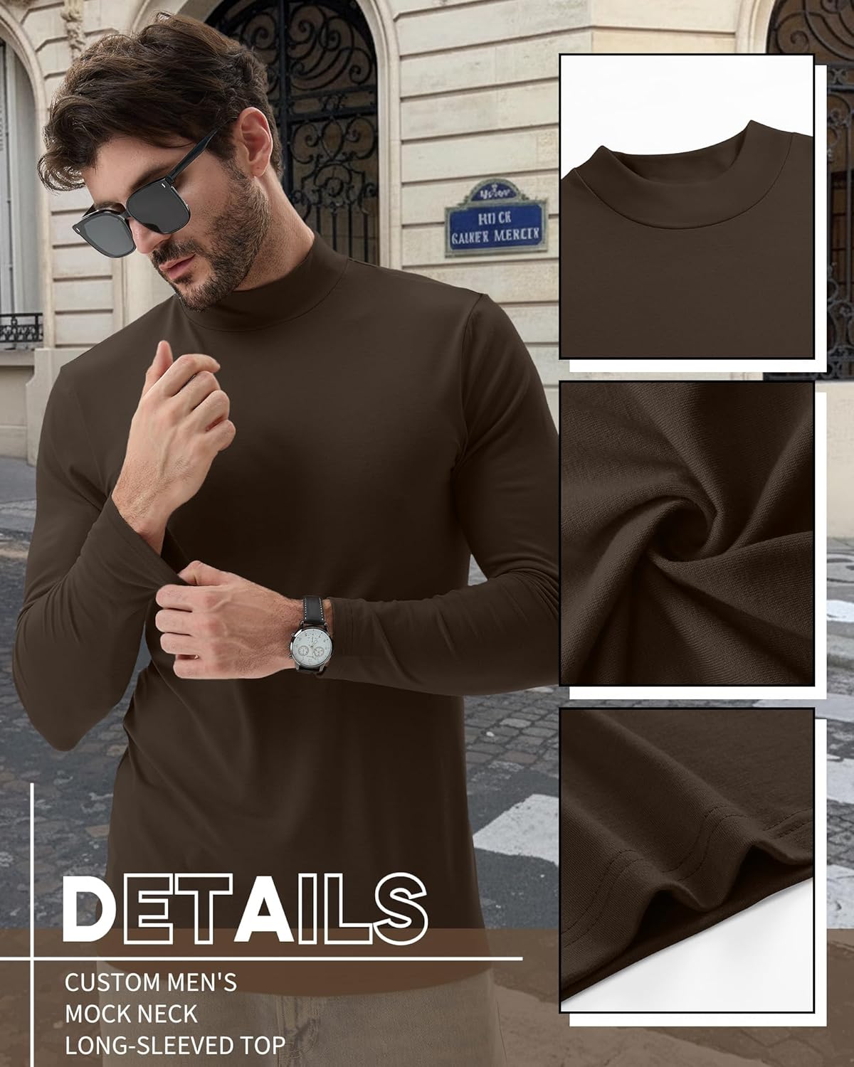 6 Pack Mens Mock Turtleneck Long Sleeve Shirts Thermal Mock Neck Pullover Sweater Tops Fitted Lightweight Undershirt - Image 5