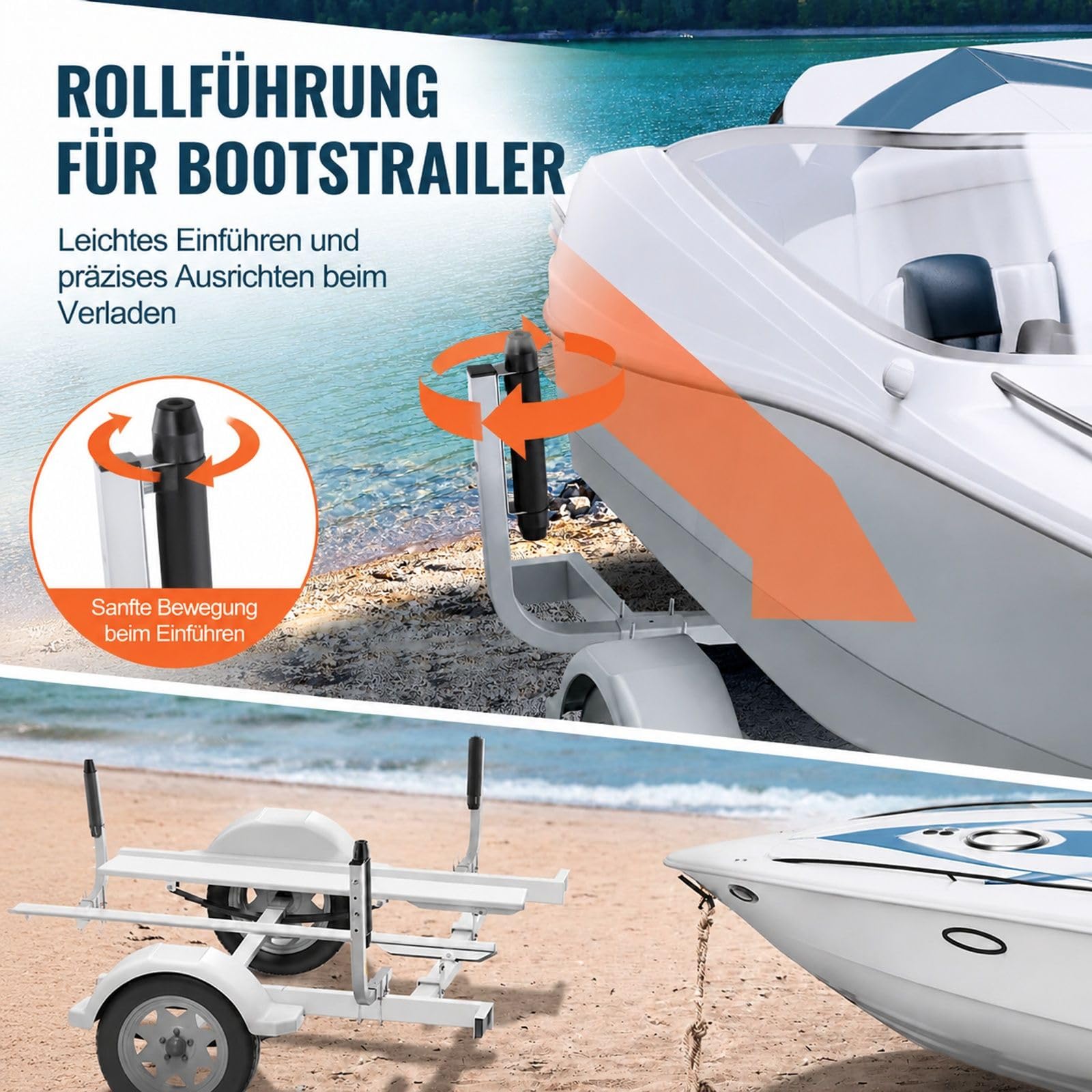 L-Form Bootsanhänger-Führungsstange mit Rollen aus verzinktem Stahl