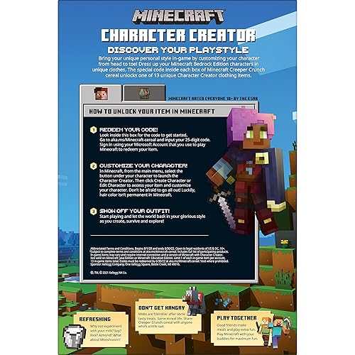 Miniatura 4 de Kelloggs Minecraft Creeper Crunch cereales de desayuno canela con malvaviscos caja de 8 onzas paquete de 10
