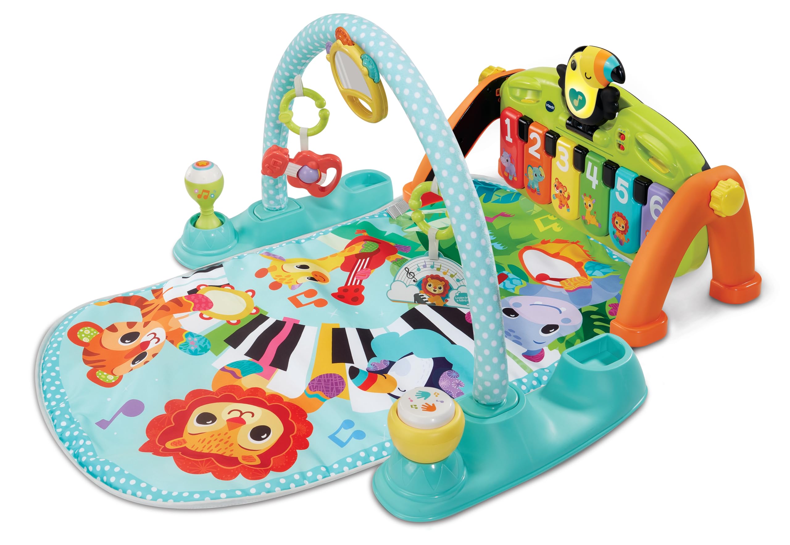 VTech Tukan Tunes do zabawy dla niemowląt 5 w 1, sensoryczny, pokój zabaw, jasny pokój zabaw, eksploracja muzyki, odpowiedni dla dzieci w wieku 0, 3, 6, 9 miesięcy, wersja angielska