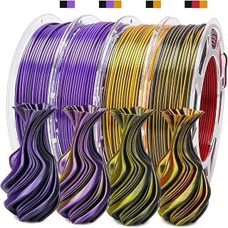 Premium 3D Printer Filament Bundle - Dark Silk Tricolor Dual Color Coextruded PLA Combo Set Enhance Your Prints with Stunning Colors - Easy-to-Print Silk PLA Filament Bundle 4 * 200g/Spool