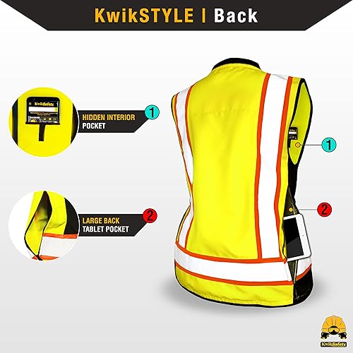 Vista 18 de KwikSafety - Charlotte, NC - GODMOTHER (LOOSE FIT) Class 2 Safety Vest for Women [CUSHIONED COLLAR + TABLET POCKET] ANSI OSHA Naranja 1