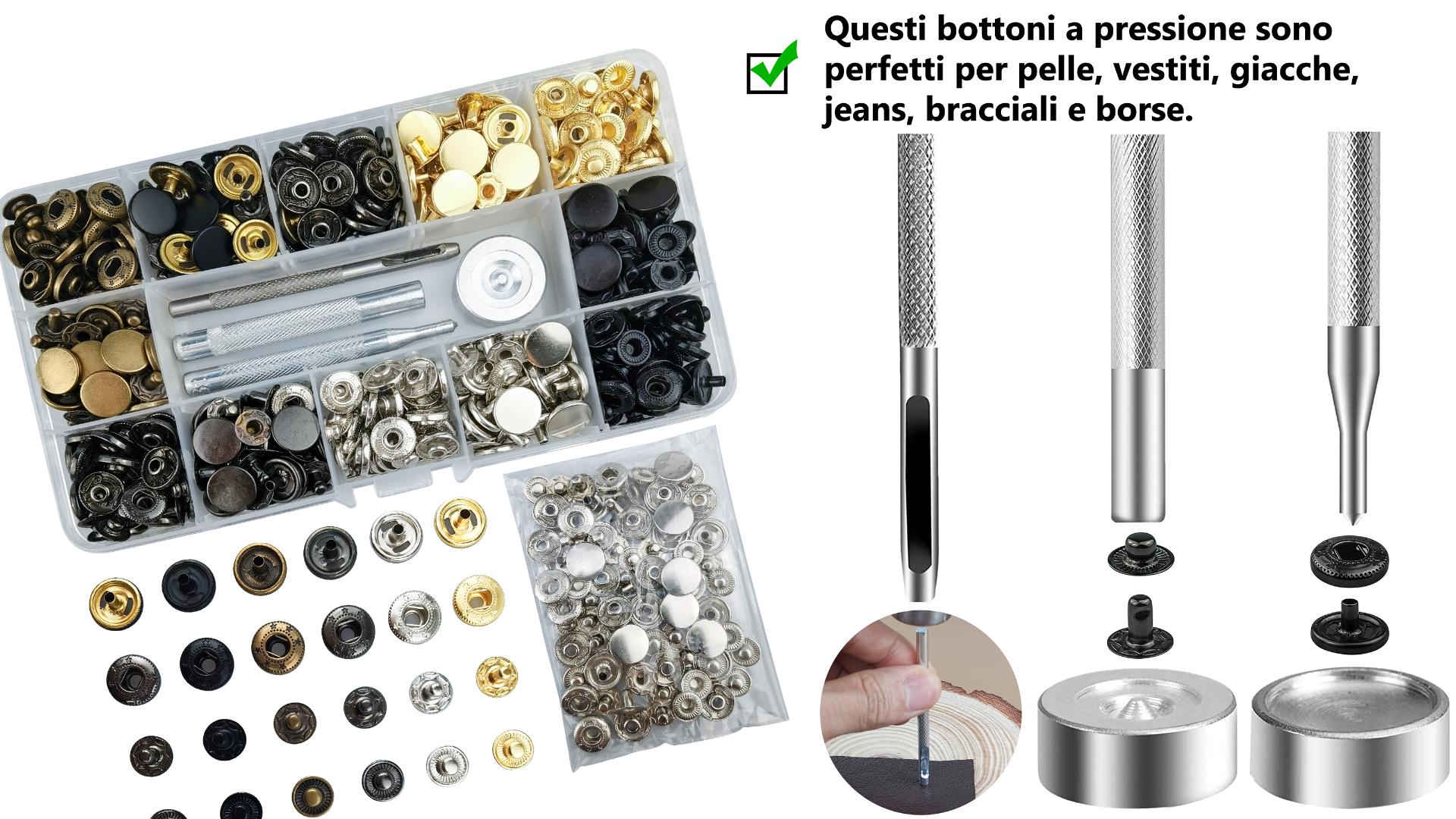 Set di 50 Bottoni Automatici a Pressione MSDADA Metallo Bottoni a
