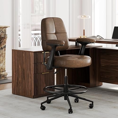 Drafting Executive Chair, Tall Office Chair with Padded Flip-Up Armrests,