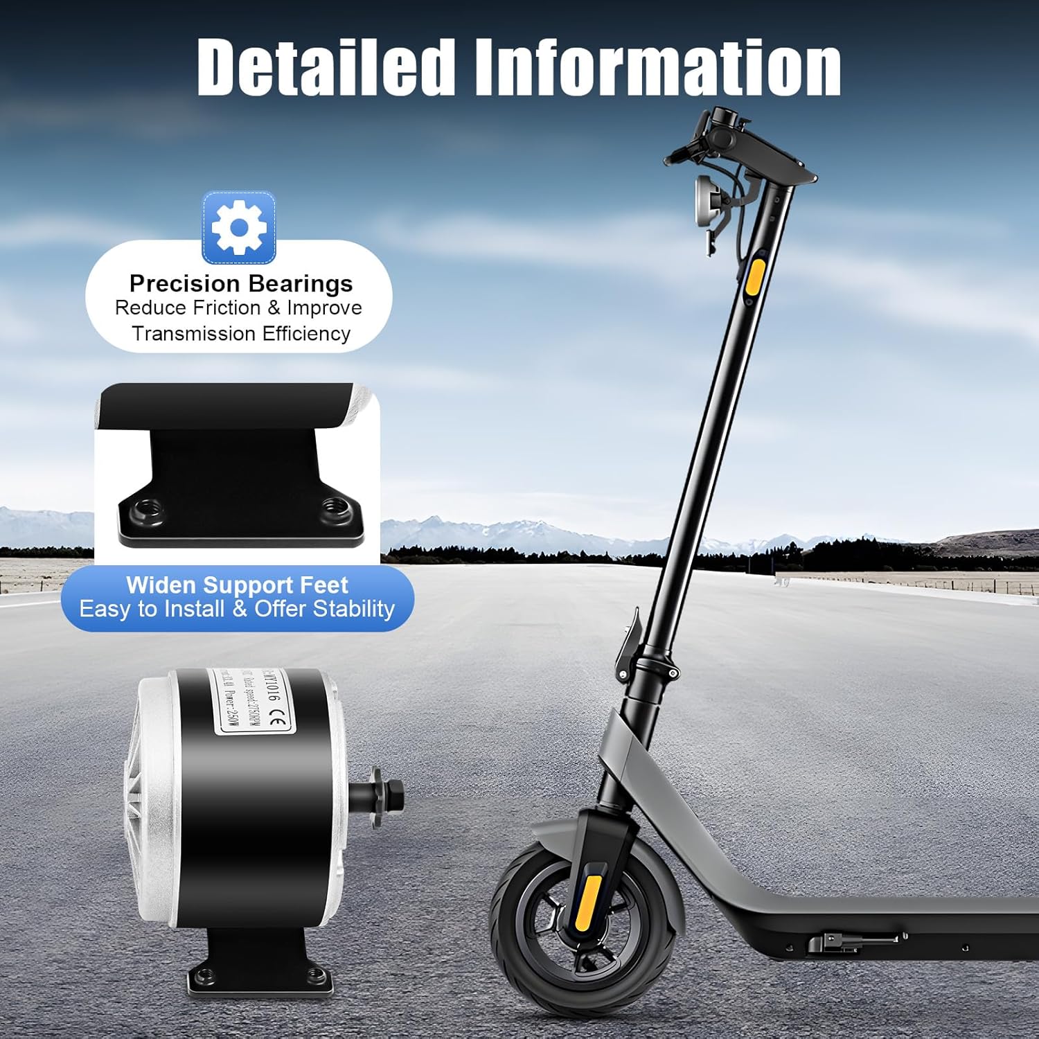 24V 250W Electric Motor DC 2750RPM Permanent Magnet Electric Motor Brushed for E Scooter Go-Kart Drive Mini Bike Speed Control, MY1016