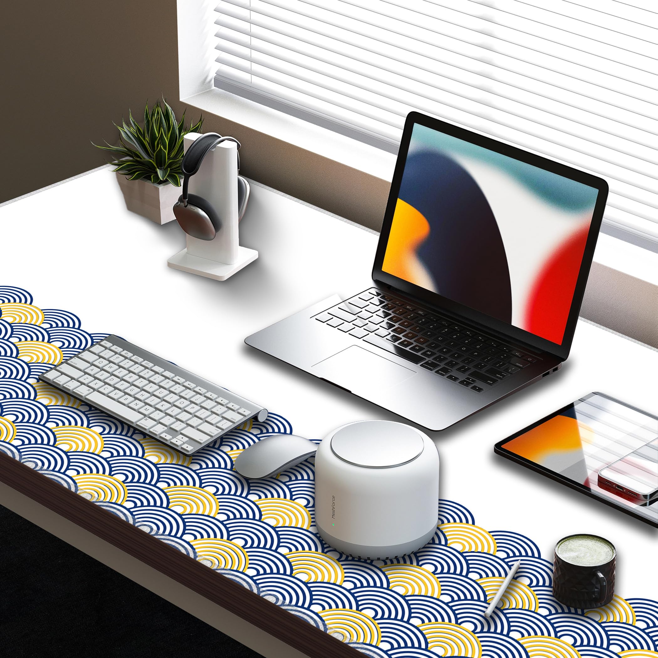 LL-COEUR Grande Tappetino per Mouse da Gioco Onde Marine 120x60x0,3CM Tappetino da Scrivania Esteso XXL Speed Gaming Mousepad L