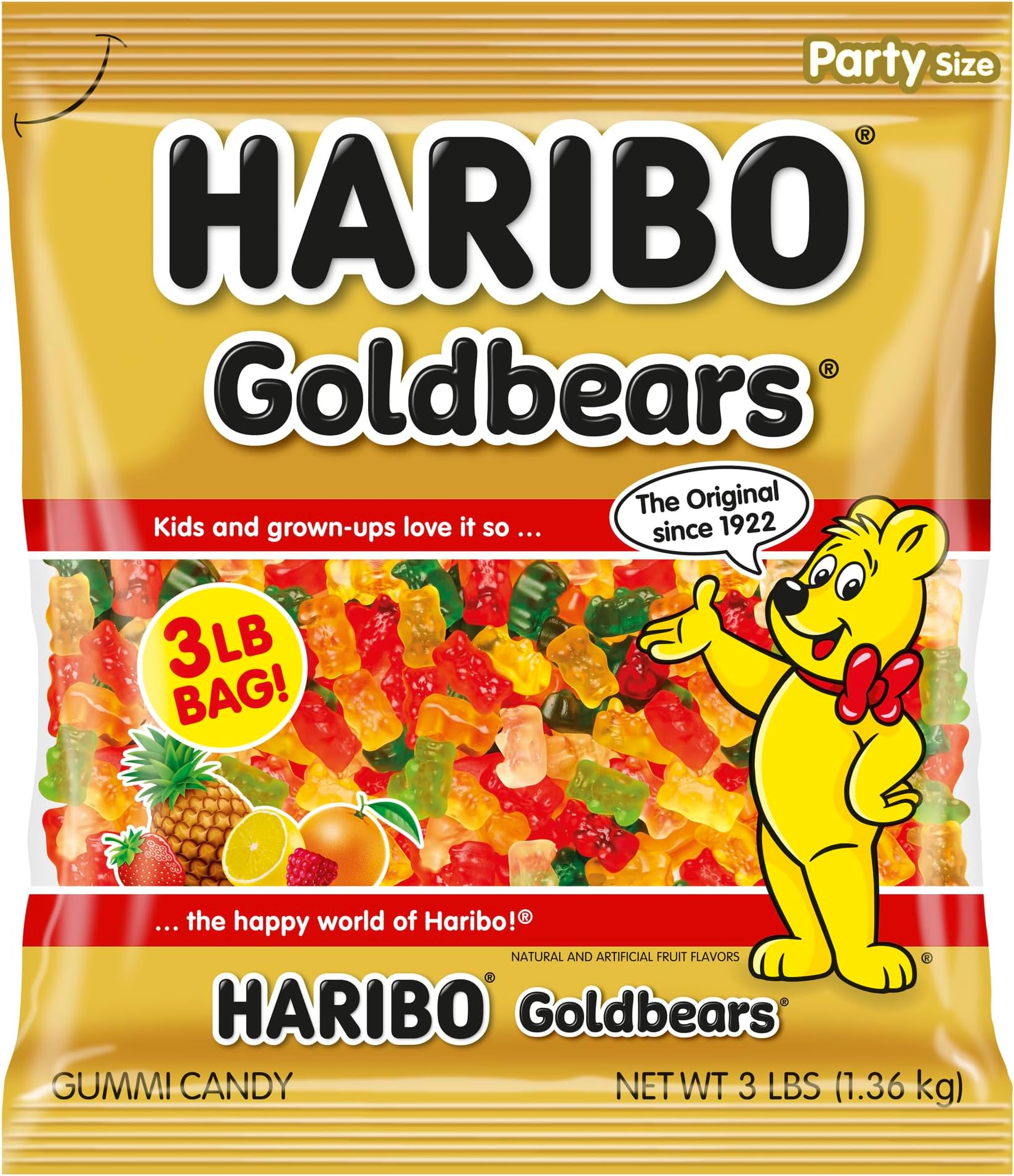 HARIBO Goldbears, Gummi Candy, 3 lb Bag, Assorted Flavors