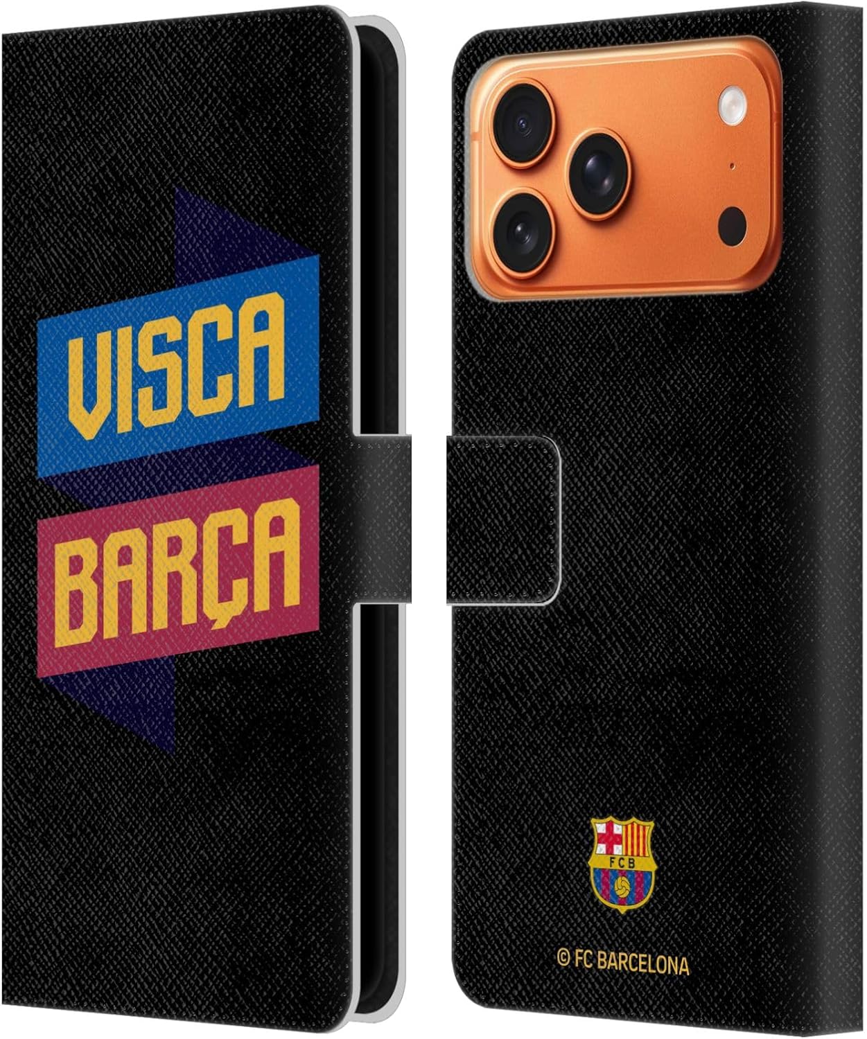 Head Case Designs Officially Licensed FC Barcelona Visca Forca Barca Leather Wallet Case Compatible with Apple iPhone 17 Pro Max