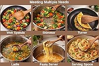 Vista 5 de Juego de utensilios de cocina de madera, 9 piezas, cucharas de cocina de madera de teca para cocinar, duradero, agarre cómodo, antiadherente