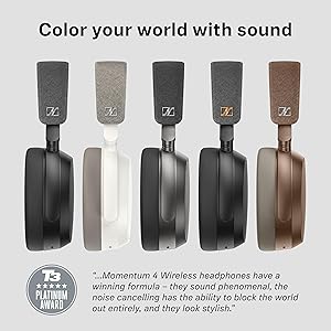 Sennheiser Consumer Audio Momentum 4 Wireless Headphones - Bluetooth Headset for Crystal-Clear Calls with Adaptive Noise Cancellation, 60h Battery Life, Customizable Sound, White (509267)