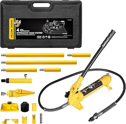 Yellow Jacket Porta Power Kit de 4 toneladas hidráulico Auto Body Jack Ram Herramientas de reparación de marco portátil Kits de gato de coche Juego