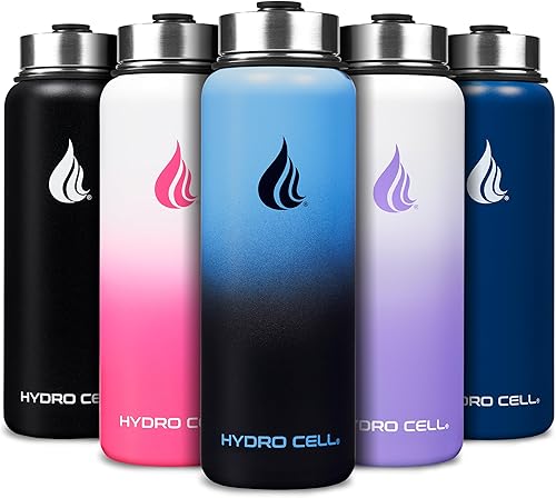 Miniatura 28 de HYDRO CELL Botella de agua aislada de acero inoxidable con pajilla, para bebidas frías y calientes, frasco de vacío de metal con tapa de rosca y