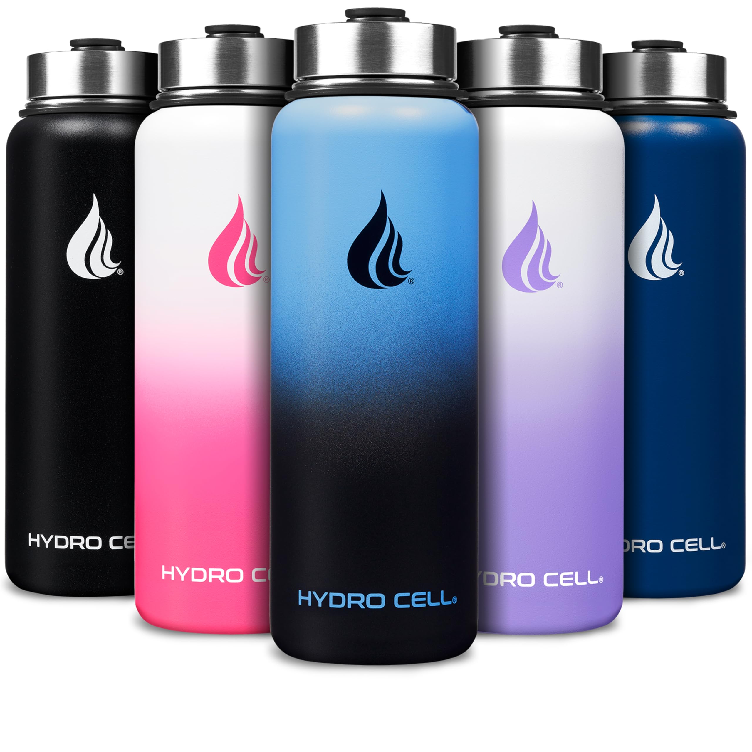 Hydro Cell Stainless Steel Insulated Water Bottle with Straw - for Cold and Hot Drinks - Metal Vacuum Bottle with Screw Cap and Modern Leakproof Sports Thermos for Children and Adults