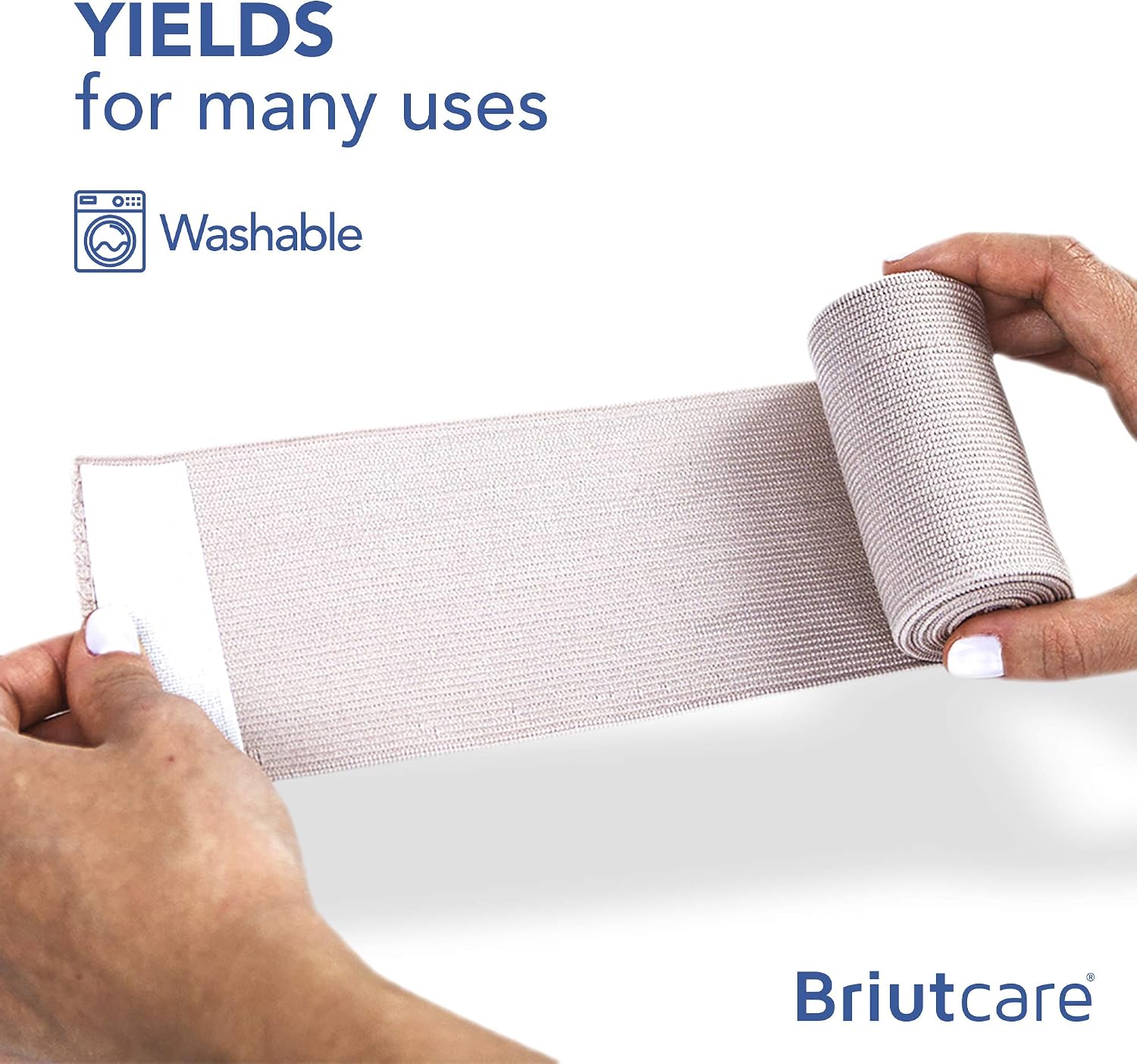 Briutcare Elastic Bandage Wrap (12 Pcs) | Strong Compression With Our Hook & Loop Closure | 3"x5 Yds Compression Bandage | First Aid Bandages Supply for Wound Care, Swelling, Soreness of Joints