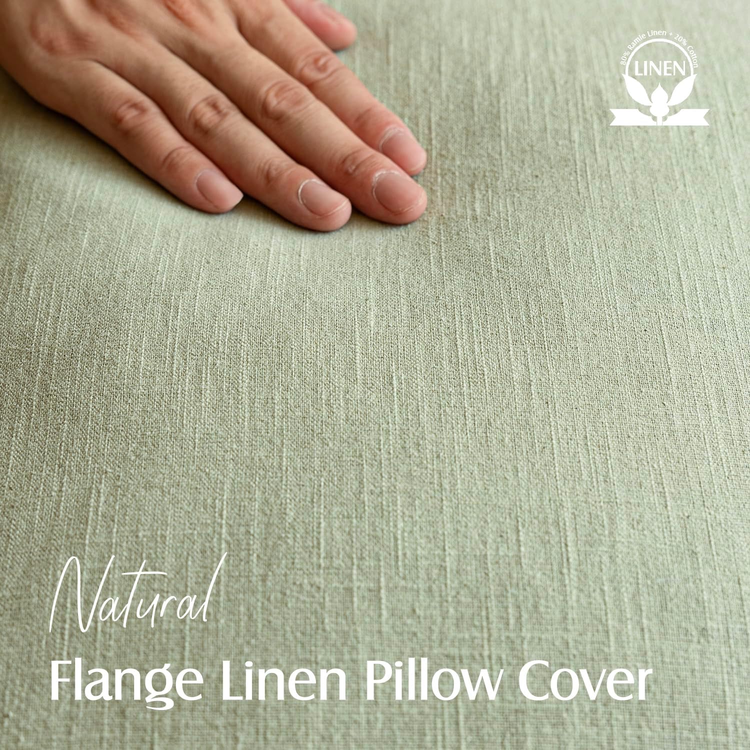 Foindtower Pack of 2, Decorative Linen Solid Throw Pillow Covers Accent Soft Cushion Case Farmhouse Boho Pillowcase for Couch Sofa Chair Bedroom Living Room Home Decor 18 x 18 Inch Light Sage Green - Image 2