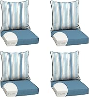 Vista 29 de Arden Selections Juego de cojines profundos para exteriores, 24 x 24 pulgadas, resistente al clima, a prueba de lluvia, resistente a la decoloración