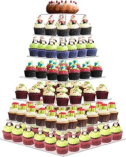 7 Tier Large Cupcake Stand, Square Cupcake Stand for 150 Cupcakes, Tiered Cupcake Holder Stand, Clear Acrylic Cup Cake Tower Stand, Dessert Table Display Set for Gatherings and Celebrations