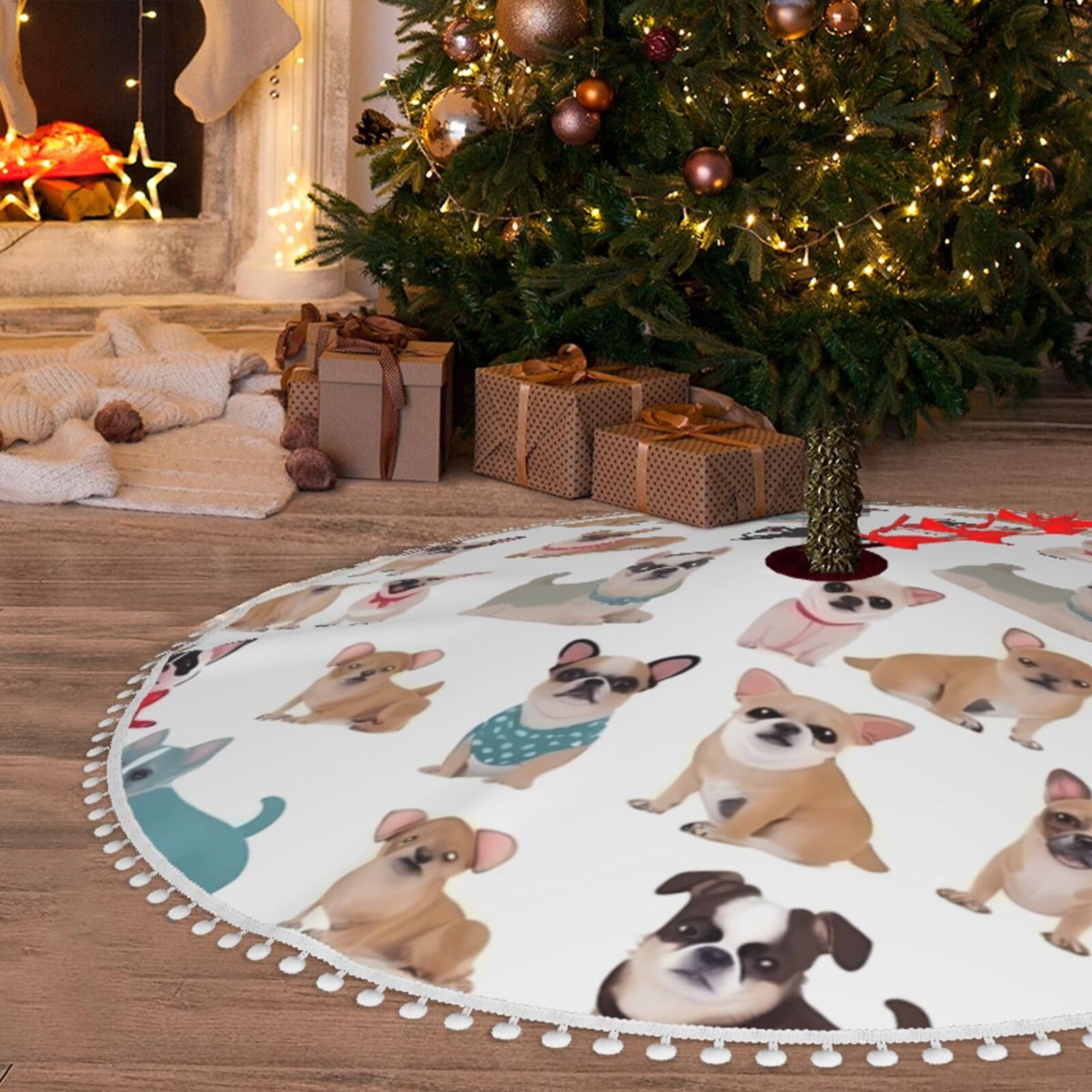 Tapis de décoration rustique étanche et grande jupe de sapin de Noël