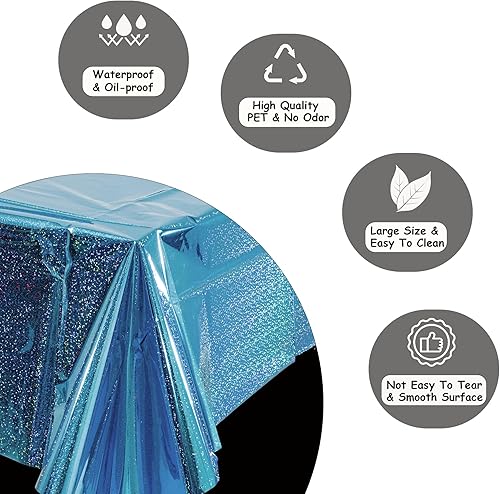 Miniatura 6 de GREATRIL Mantel de mesa de fiesta azul para decoración de fiesta congeladoinvernalbajo marocéano, decoración de fiesta rectangular con 54 x 108