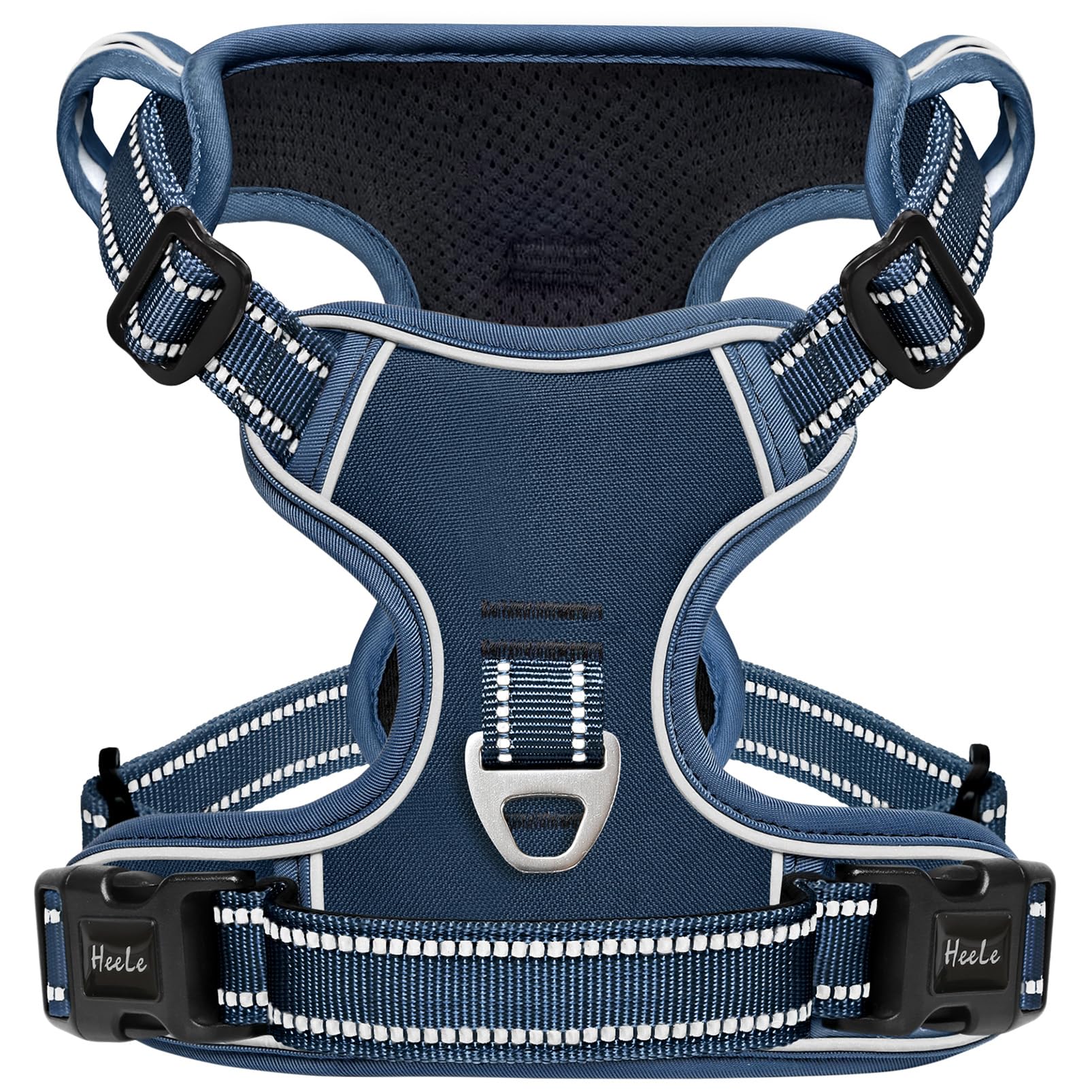 HEELE Pettorina Cane con Motivo Stampato, Riflettente Pettorina Addestramento Cani Anti Tiro con 2 Ganci in Metallo + Comodo Maniglia, Gilet per Cani Regolabile per Camminare, Blu Reale, M