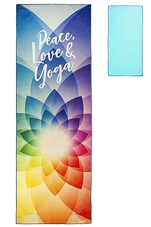 VAAVEi Non Slip Hot Yoga Towel + Free Hand Towel +Bag; Sweat Absorbent, Super Soft, Corner Pockets, Mat-Sized, Skidless Microfiber, Ideal for Yoga, Bikram, Pilates and Yoga Mats 68�or 72�