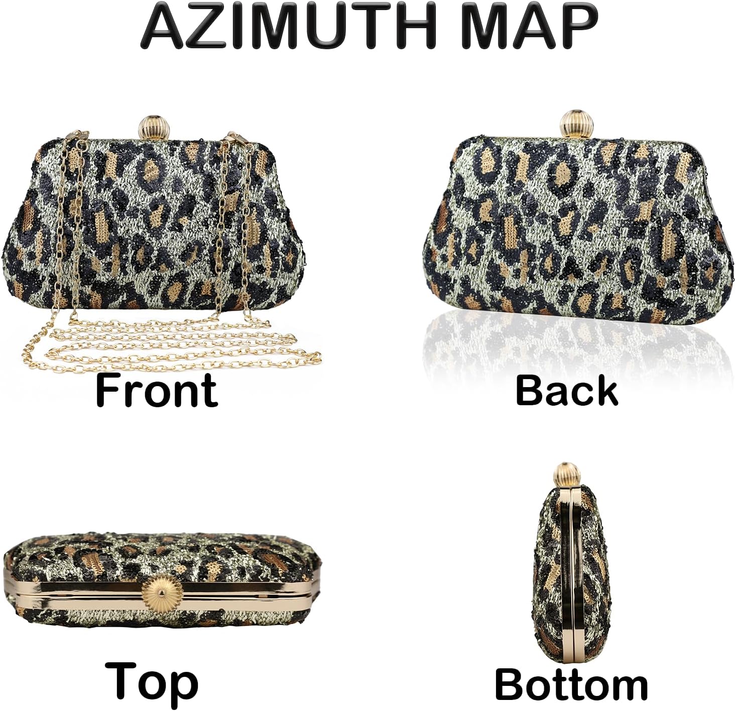 Farcauo Evening Bag Small Clutch Purses Leopard Purse Formal Wedding Handbag for Women Fashion Crossbody Bags With Chain