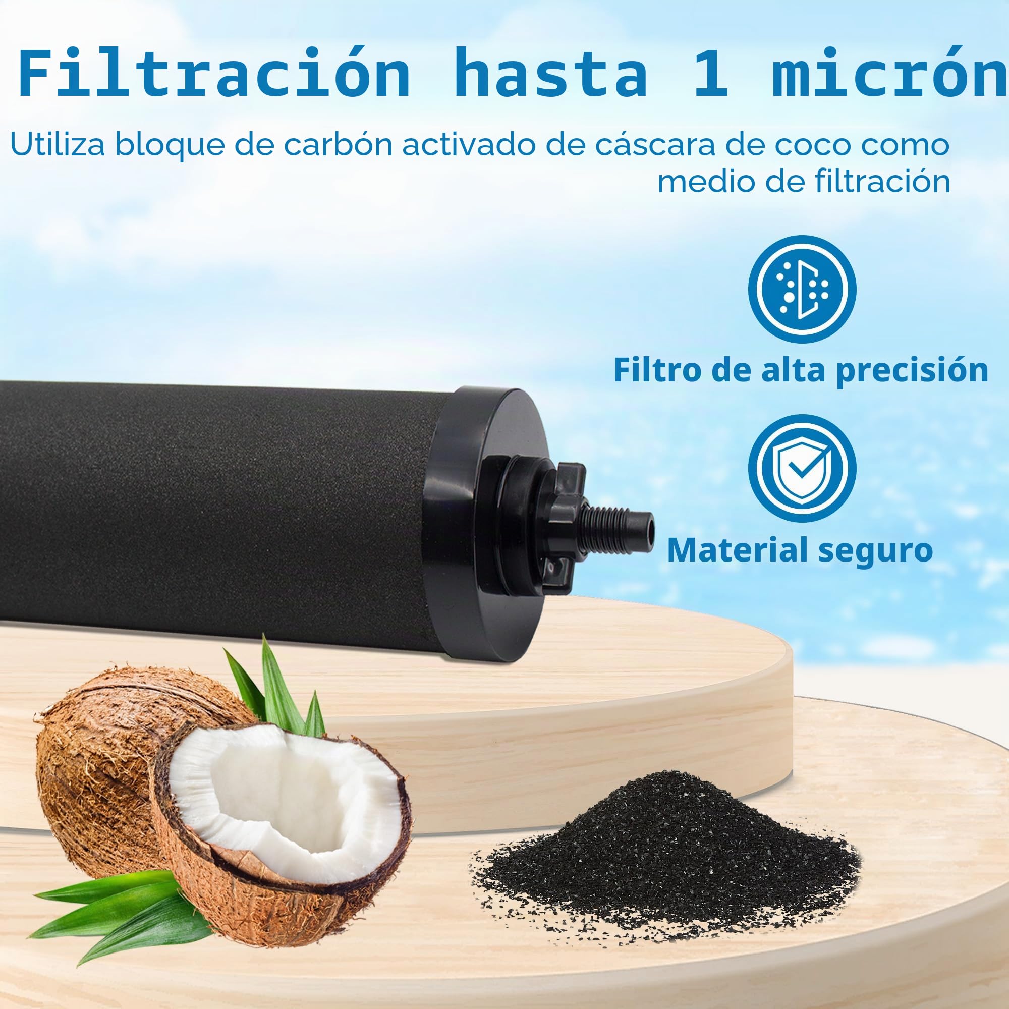 Filtro de agua de repuesto para filtros de carbón activado negro BB9-2®, paquete de 4