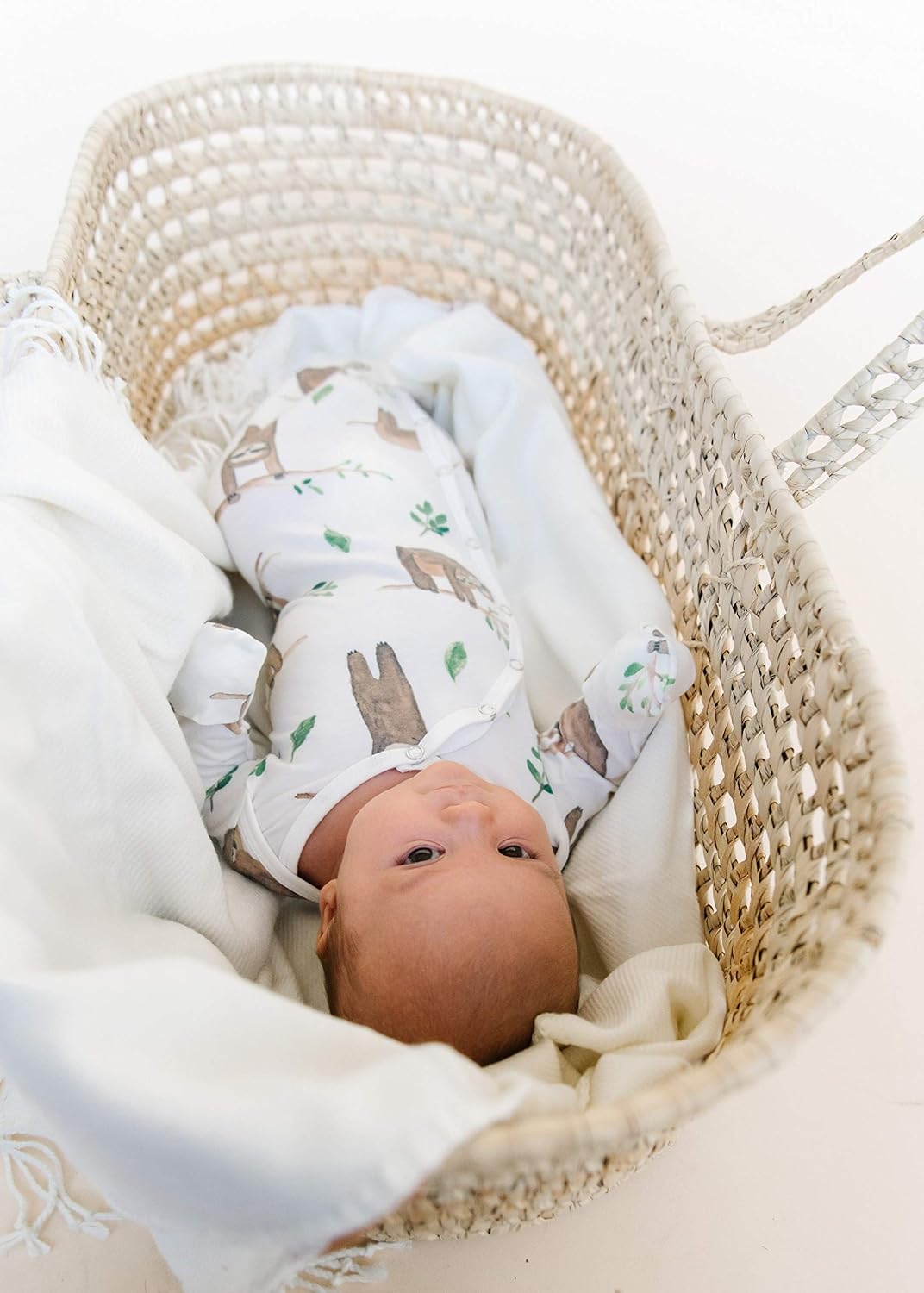 Copper Pearl Baby Gown - Knotted Newborn Sleepers for Baby Boy and Girl, Soft Stretchy Long Sleeve Infant Gowns with Bottom Tie and Hand Mittens, Perfect Hospital Coming Home Outfit (Noah)