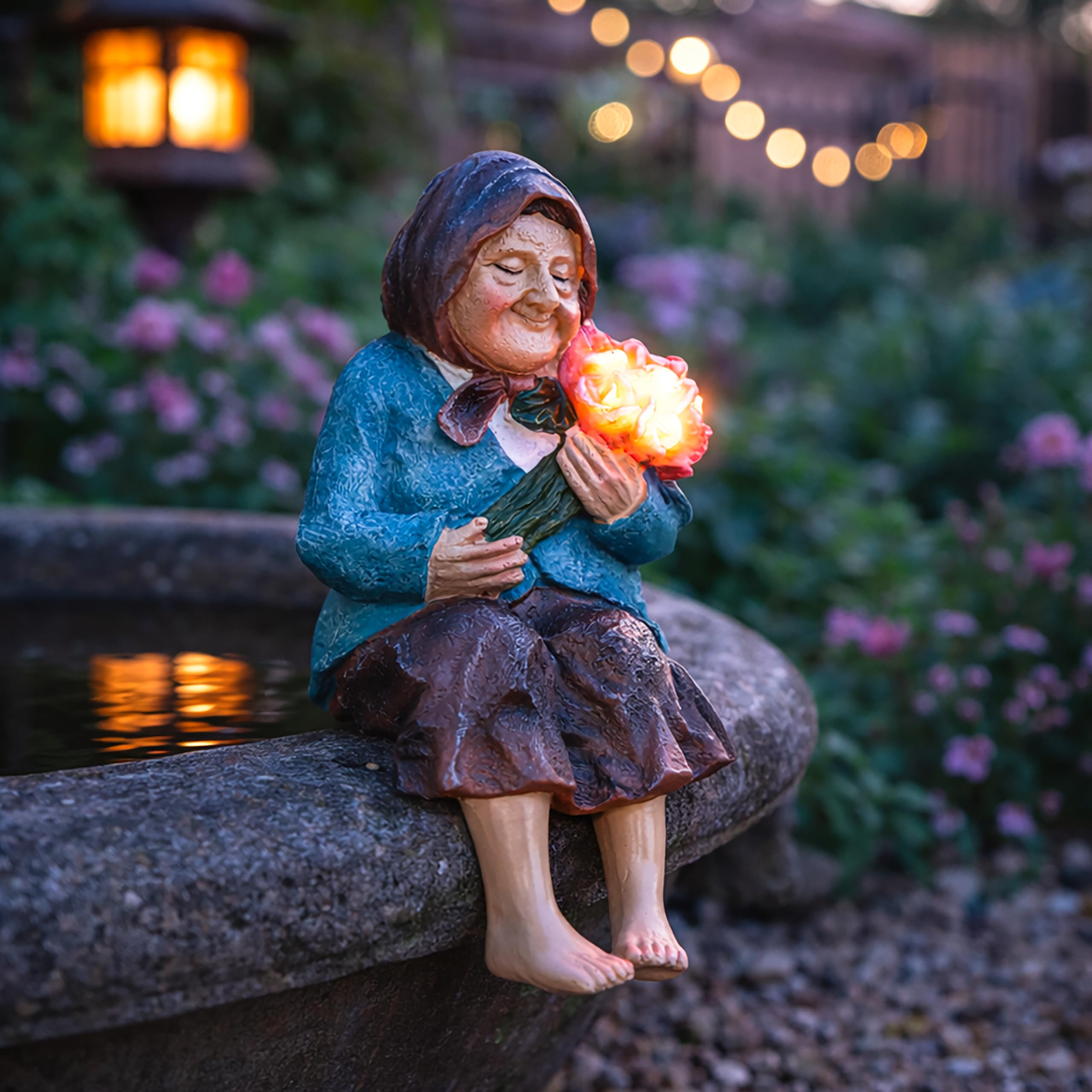 Marco Paul Interiors Muted Rustic Marco Paul Grandmother Grandparent Statue Grandma Figurine Resin Ornament Decorative Sculptures Keepsake Home Garden Indoor Outdoor Novelty Couple Gift Nana Grandma
