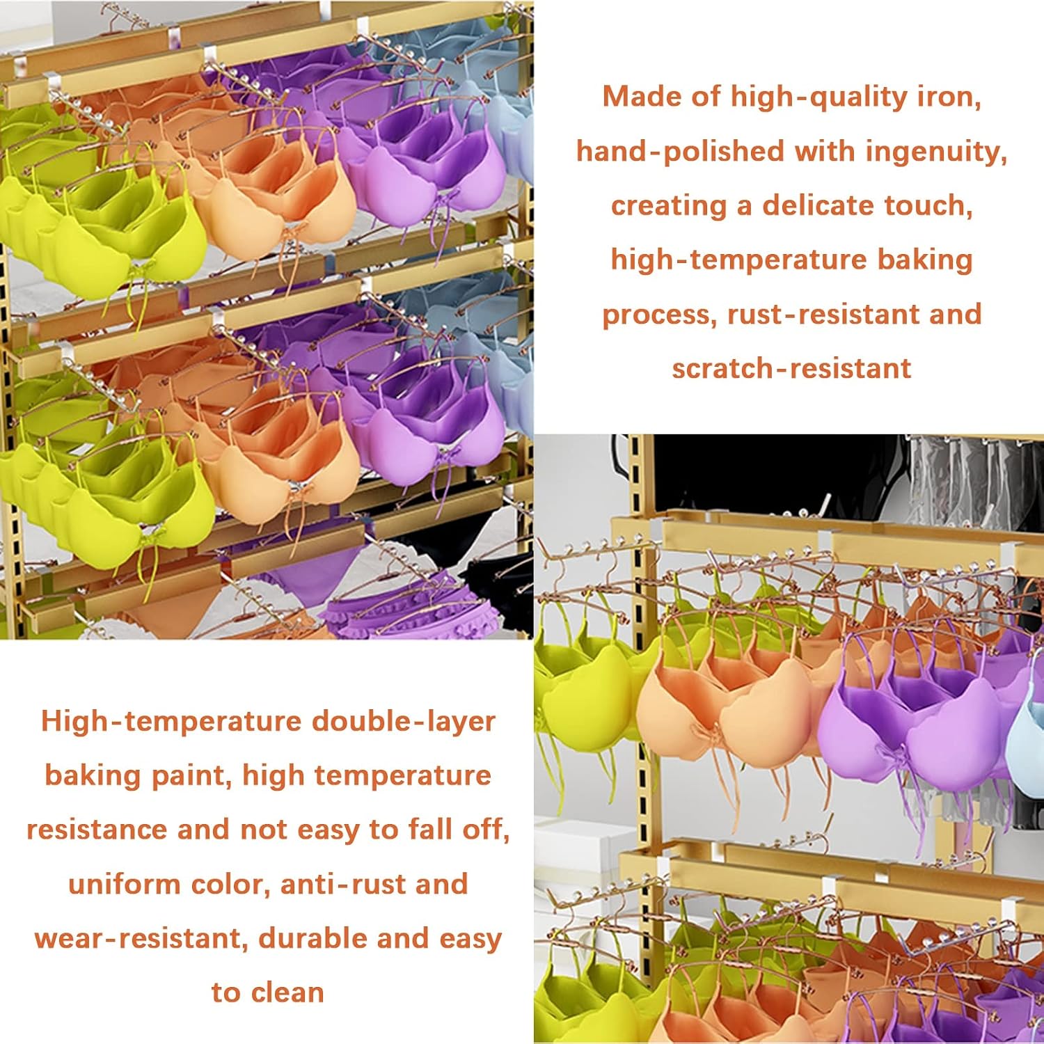 Clothing Store Commercial Shelves, Underwear Rack, Retail Display Stand, Multifunctional Socks Slippers Shorts and Swimwear Jewelery Storage Hanger, Boutique Organizer (Color : Gold, Size :