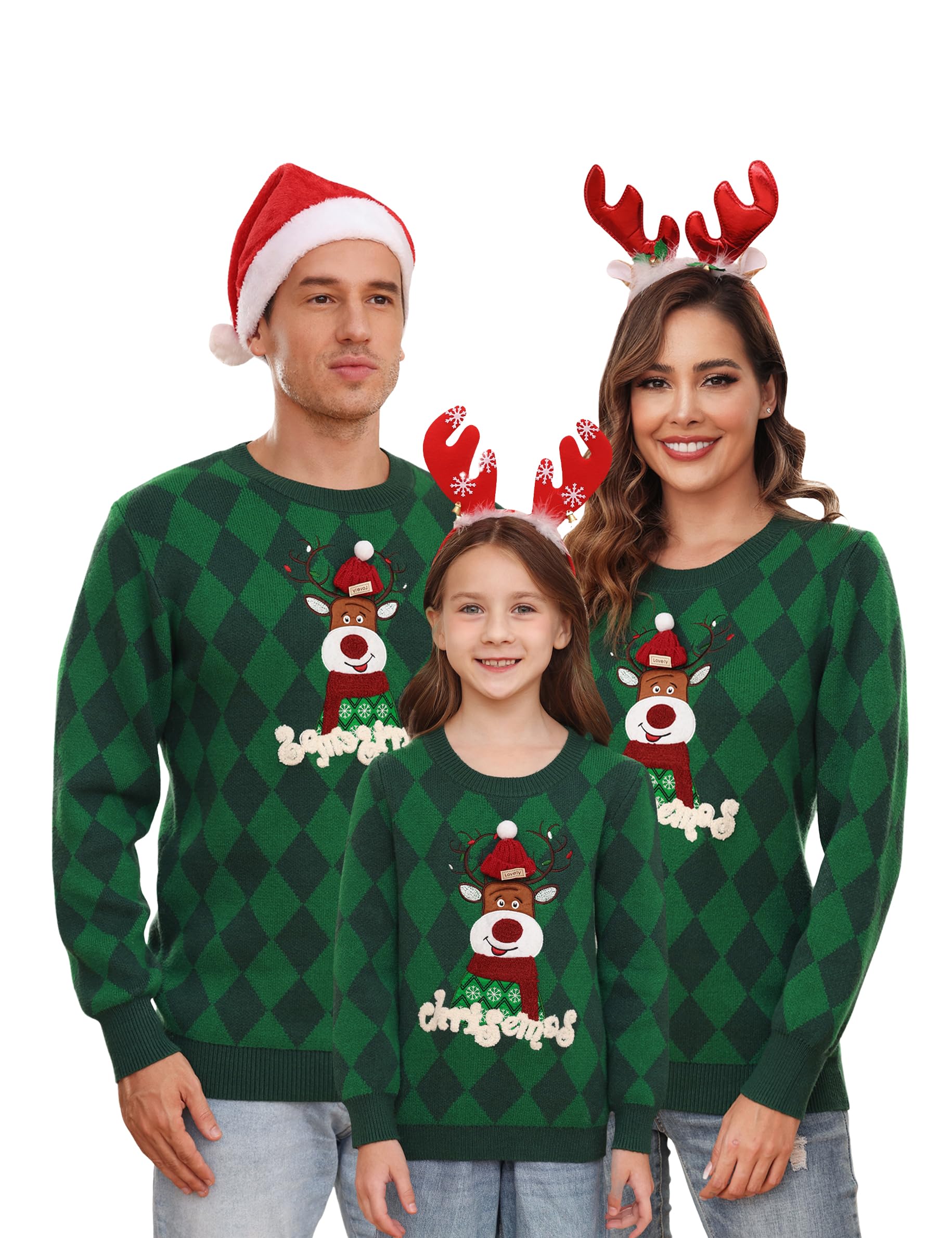 Totatuit Maglione Natalizio da Donna Maglione Lavorato a Maglia Maglione Invernale da Donna con Fiocchi di Neve e Renne