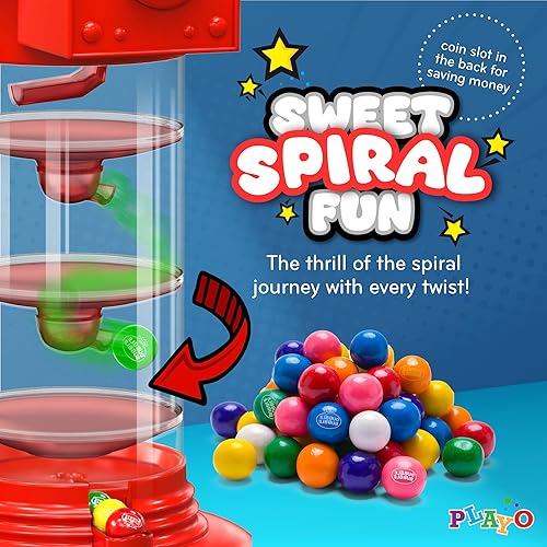 Miniatura 3 de Playo Máquina de chicles en espiral grande de 18 pulgadas para niños, incluye aproximadamente 113 bolas de goma, dispensador de dulces estilo giro