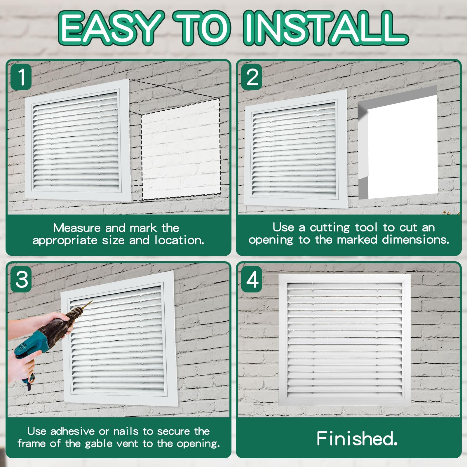 Gisafai 2 Pcs 26 X 26 Gable Vent Aluminum Alloy Wall Vents Shed
