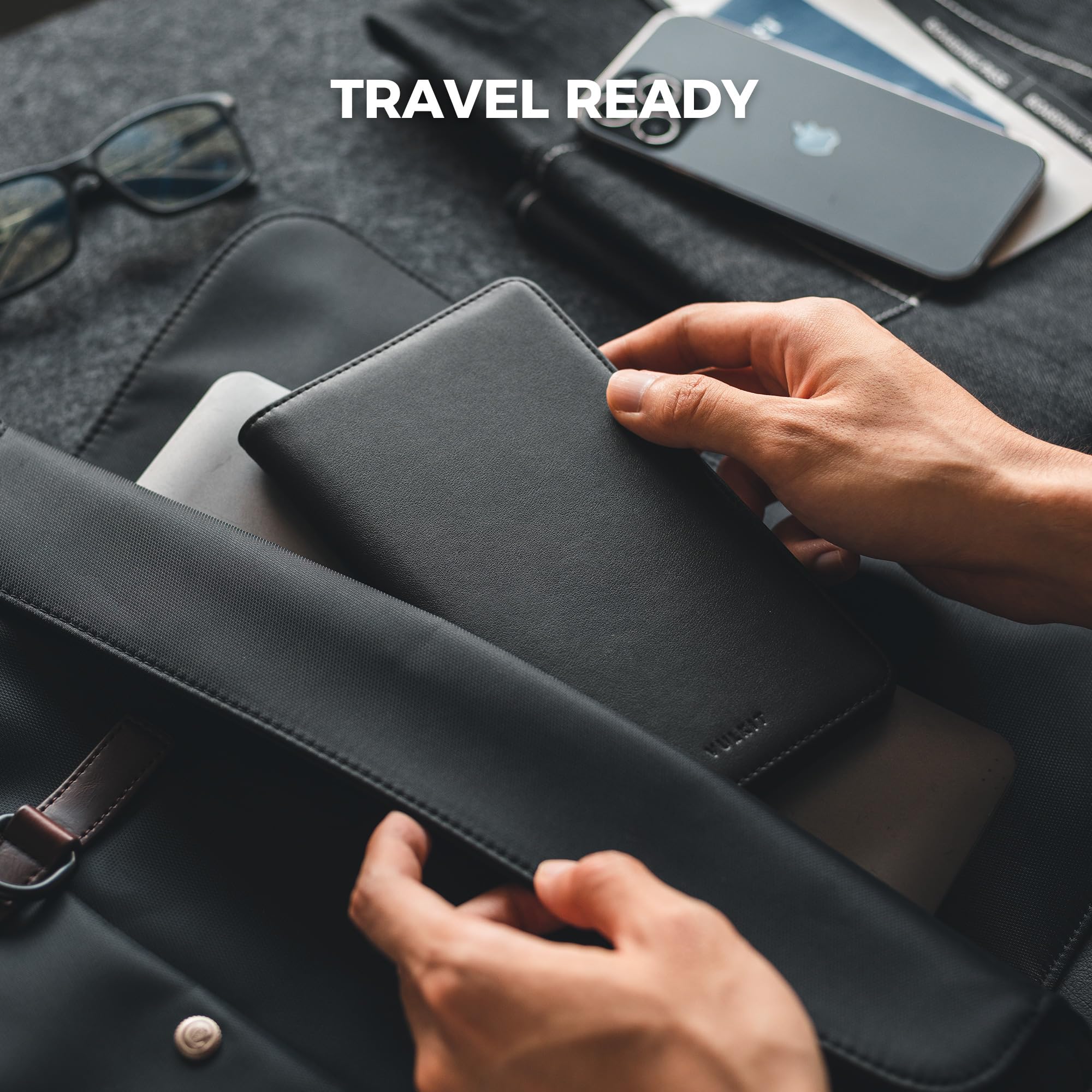 VULKIT Cartera de Viaje para Pasaporte, Funda de Cuero para Pasaporte, Organizador de Documentos de Viaje con Bloqueo RFID para Mujeres y Hombres