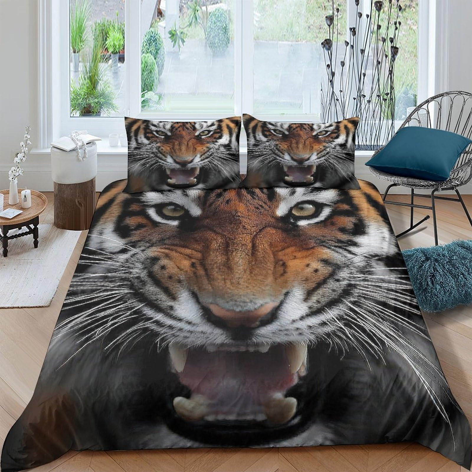 Ctjqhvkz Style-9 3D Printed Tiger Face Fitted Sheet Microfiber Soft Breathable Animal Pattern Mattress Cover For Bedroom Dorm Decor Single（135X200cm）