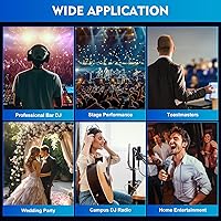 Vista 45 de Mini mezcladores de DJ de 5 canales, mezclador de audio en vivo, tablero de sonido con USB, interfaz de audio con 48 V Phantom Power Sonidos