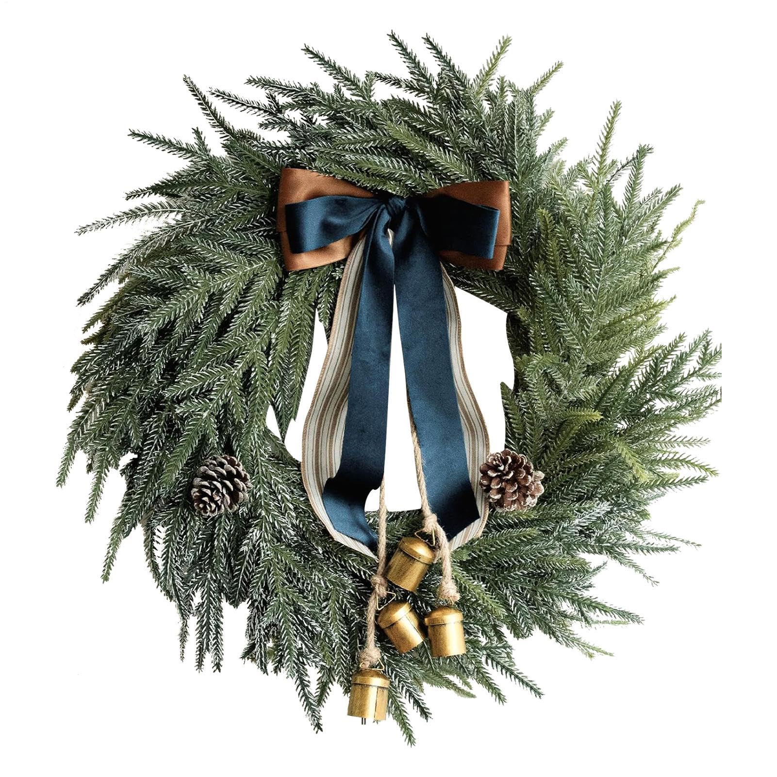 Couronne décorative de Noël style ferme aux finitions soignées d'hiver