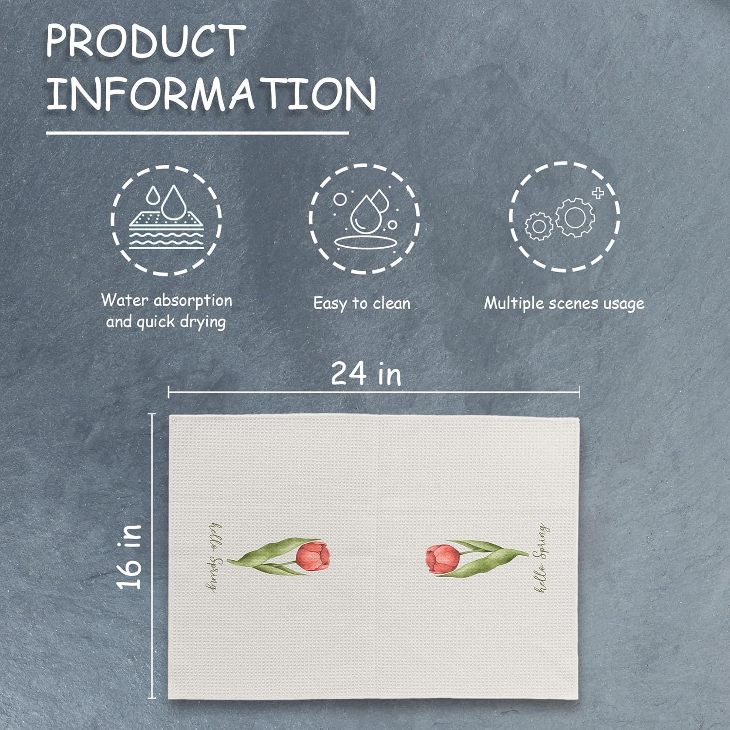 Happy Easter Kitchen Towels, Easter Dish Towels, Easter Hand Towels for Kitchen Bathroom, Easter Eggs Spring Floral Kitchen Towels, Easter Kitchen Bathroom Decor, 16x24 Set of 2 - Image 6