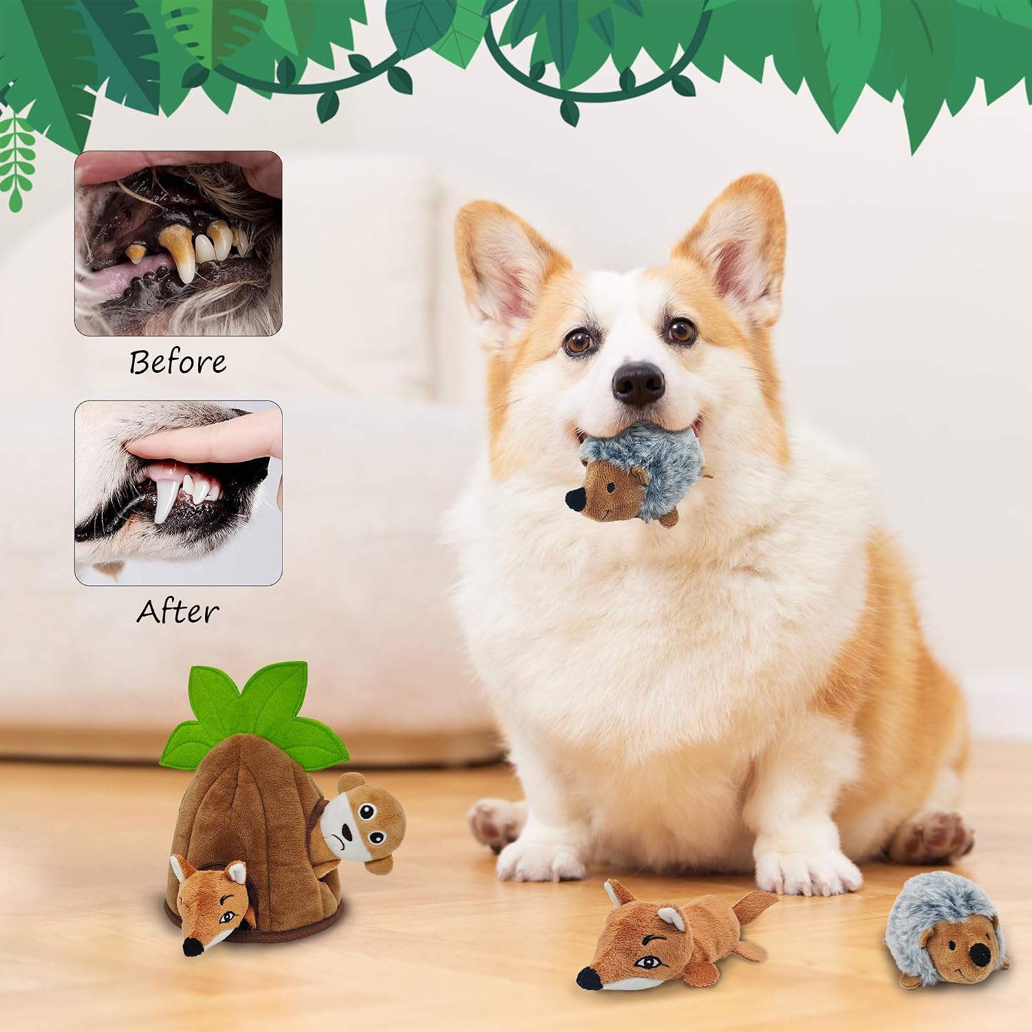 Squeaky Dog Toys, Stuffed Large Dog Toys to Keep Them Busy, Interactive Plush Chew Toys with Crinkle Paper, Tough Pet Animal Toys for Small Medium Large (4 Pack) image 5