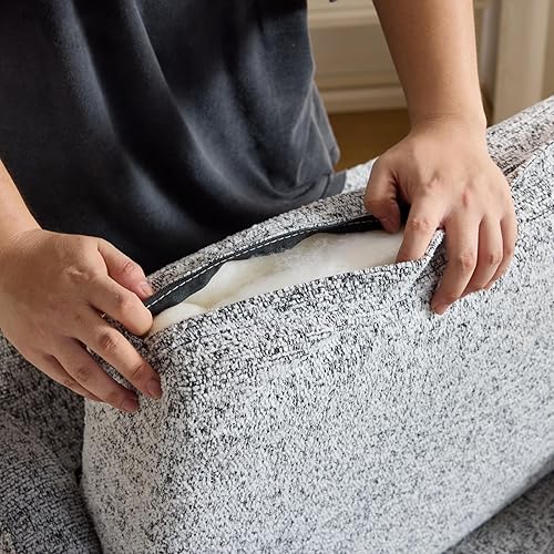 Miniatura 154 de VINGLI Silla decorativa moderna de mediados de siglo, sillas decorativas de tela beige para sala de estar, sillón tapizado, sofá con brazos