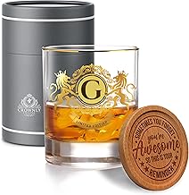 CROWNLY CRYSTAL® Regalo Collega Regali Uomo Originali E Utili Bicchieri Whisky Bicchieri Personalizzati Regali Per Lui Regalo Anniversario Per Lui Regalo Amica Compleanno Regali Originali (G)