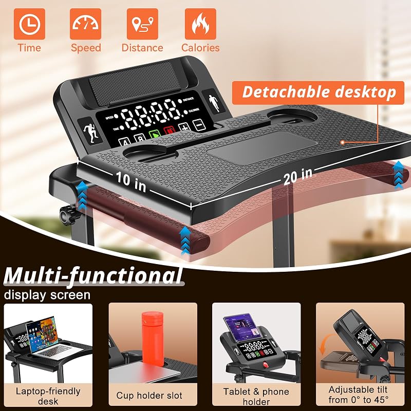 Foldable Walking Pad Treadmill with 12% Incline for Home Small, 3.5HP Under Desk Quiet Treadmill with Handle Bar, Compact Running Machine for 350 Lbs Capacity image 2