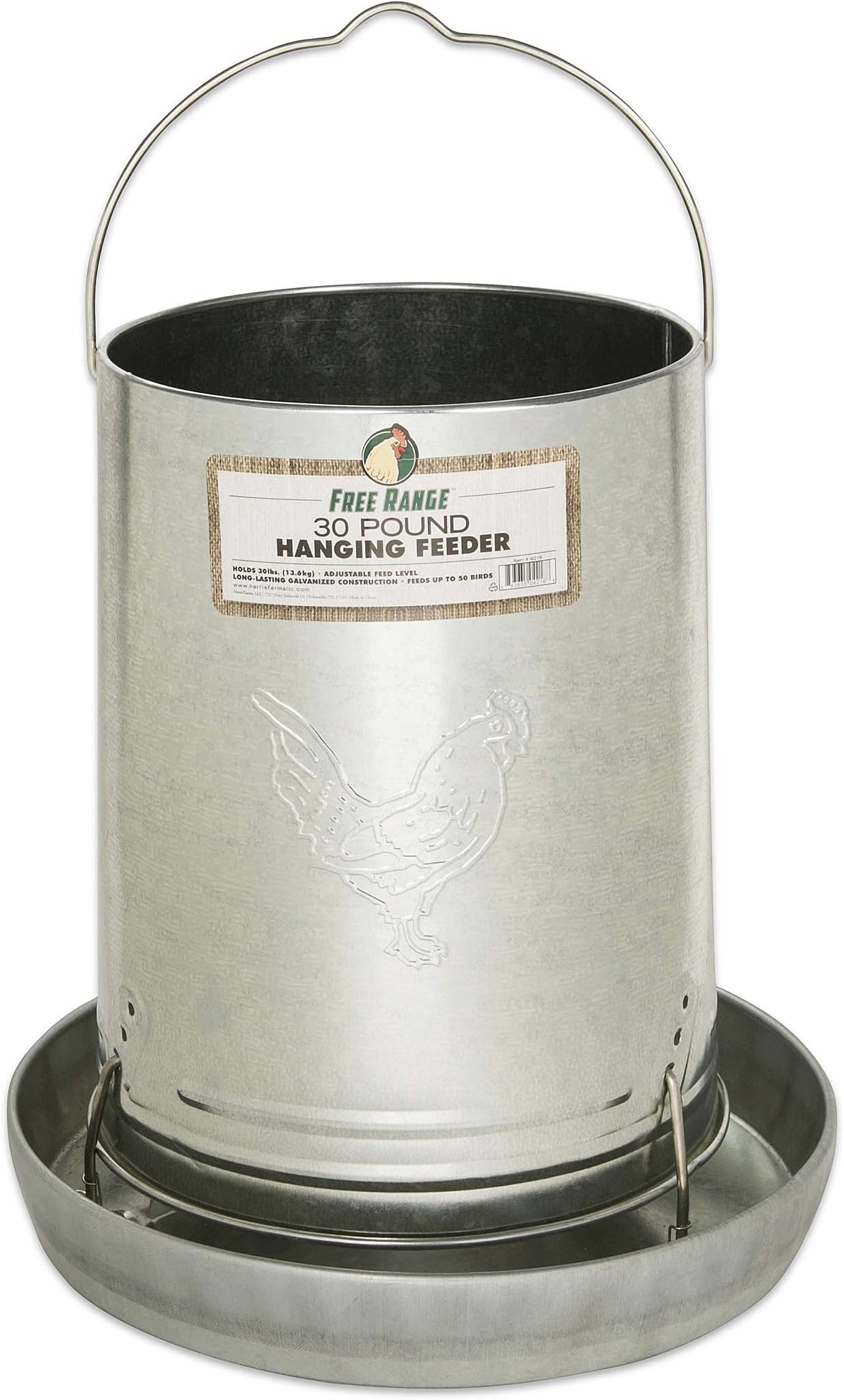 Poultry Feeder | Manna Pro Chicken Feed, Free Range Hanging Chicken Feeder, Chicken Feeders Galvanized | 30 Pounds