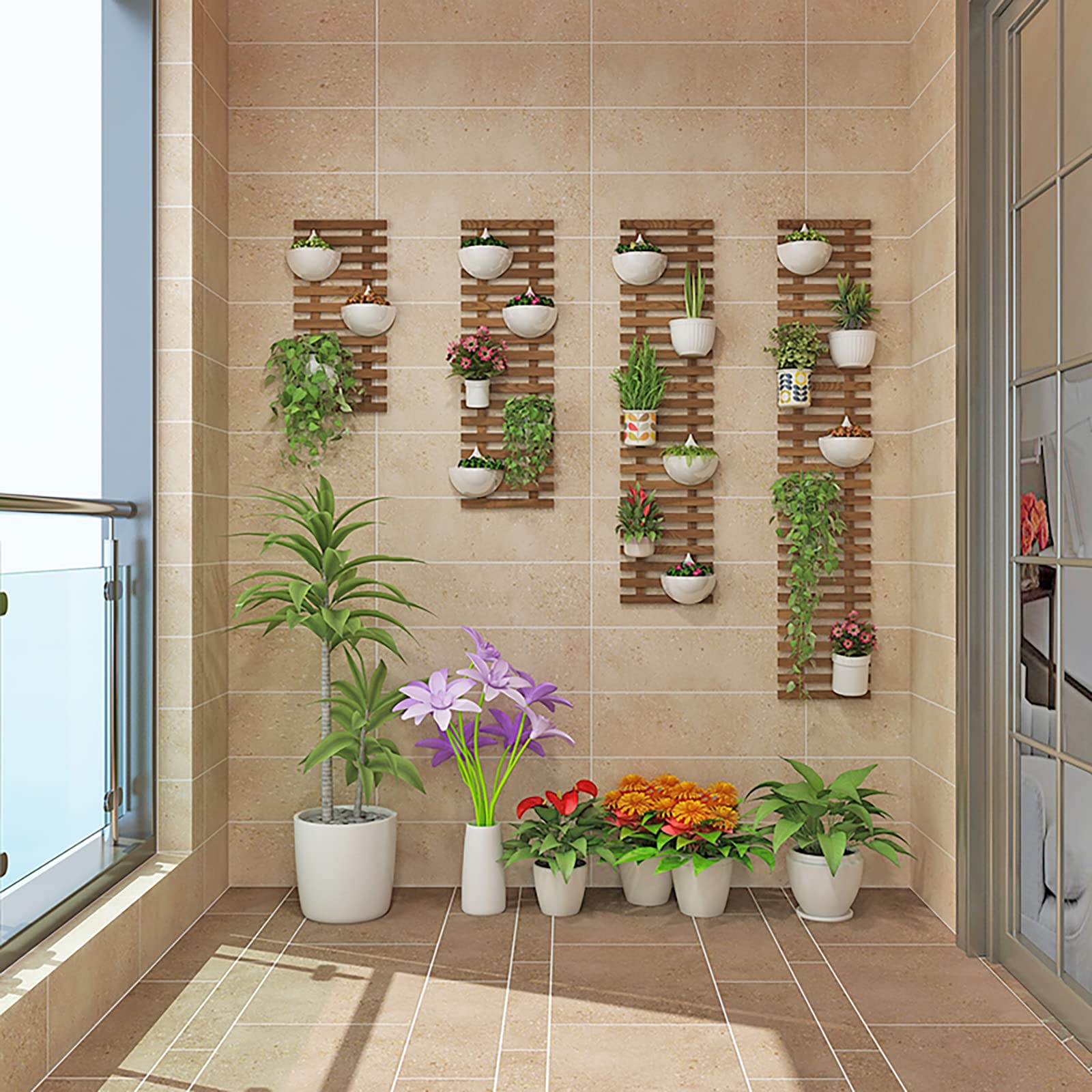 Enrejado de Valla para Plantas Trepadoras, Pantalla de Visualización de Plantas, Enrejado de Madera para Jardín, Soporte de Celosía, para Maceta Colgante Decoración (90x29cm/35.4x11.4in)