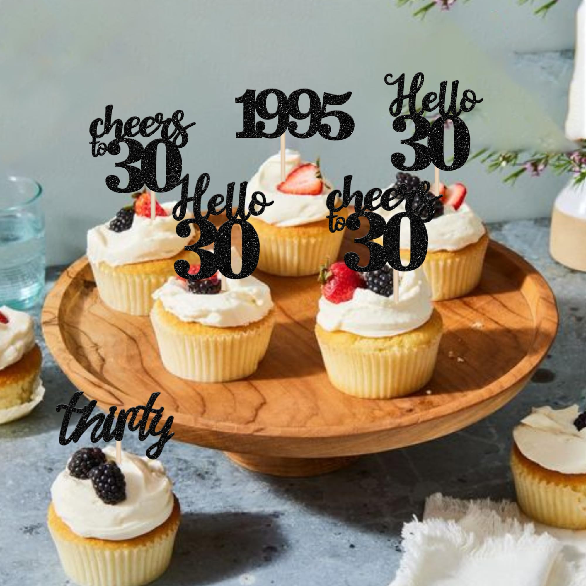 24 pezzi 30 compleanno Cupcake Toppers Glitter Thirty dal 1995
