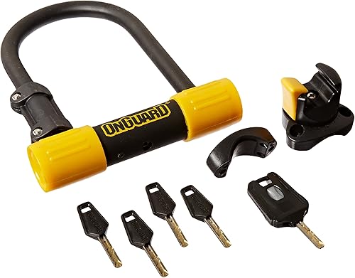 OnGuard Bulldog Mini DT U-Lock - Grillete de acero endurecido de 11 a 0.512 in con bloqueo de doble perno X2P, núcleo de cilindro en Z y cable de 4