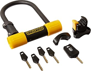 OnGuard Bulldog Mini DT U-Lock 1113 mm Hardened Steel Shackle 90 140 mm X2P Double Bolt Lock, Z-Cylinder Core & 4 ft Cable, 5 Keys & Mount Bracket | bike-locks