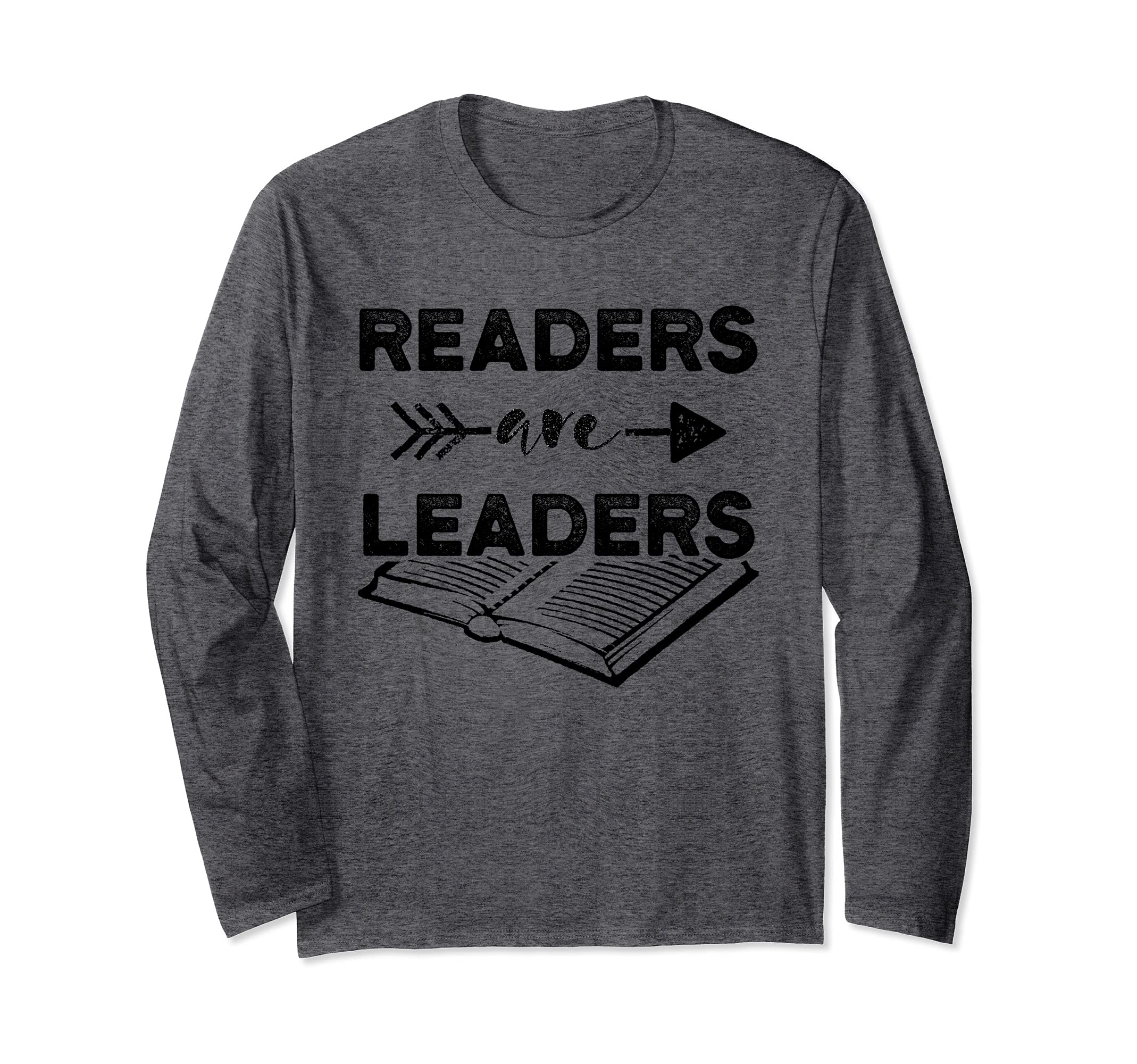 Readers Are Leaders Book Lover Reading Long Sleeve T-Shirt, Grey
