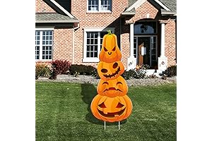 Unique Stackable Decorative 35" Jack O' Lantern Pumpkins Yard Signs for Fall Decor