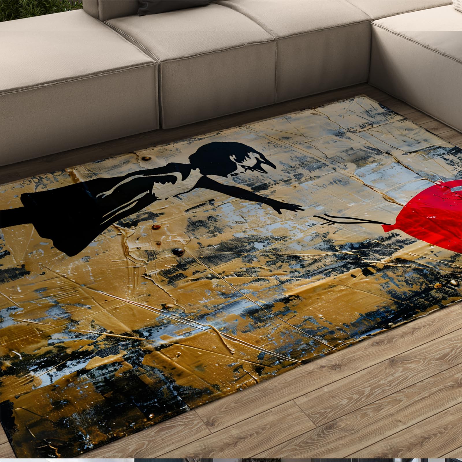 Tapis enfant doux fille au ballon réglant le problème de nettoyage en taille 120x170